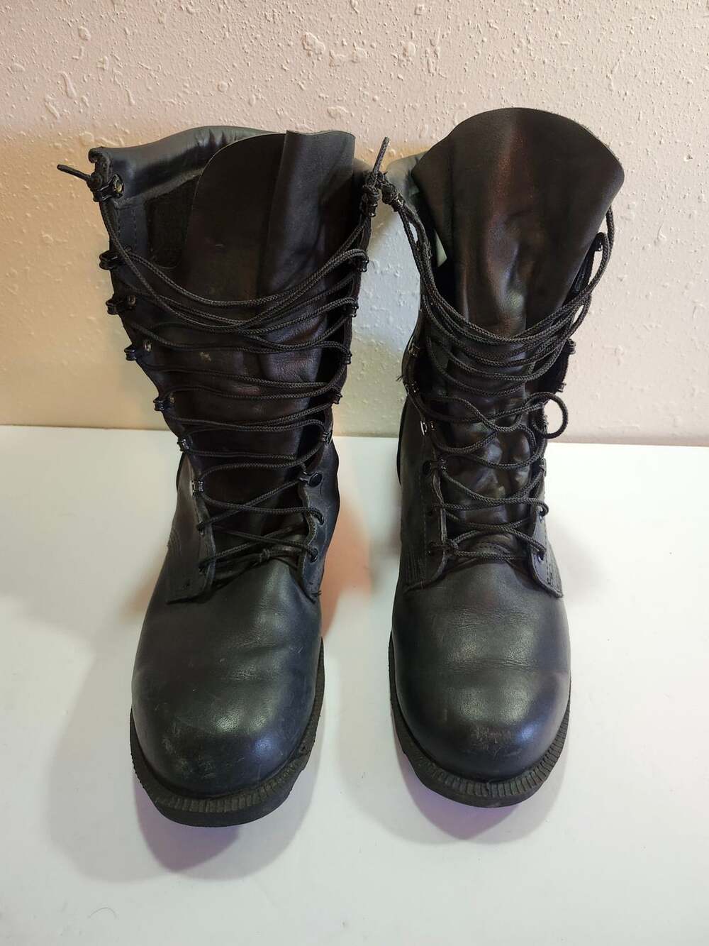 Ro-Search Black Leather Combat Boots Size 9.5 Military Vintage